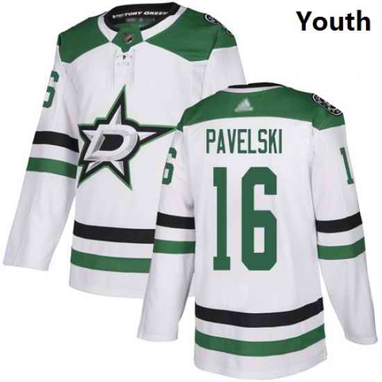 Stars #16 Joe Pavelski White Road Authentic Youth Stitched Hockey Jersey